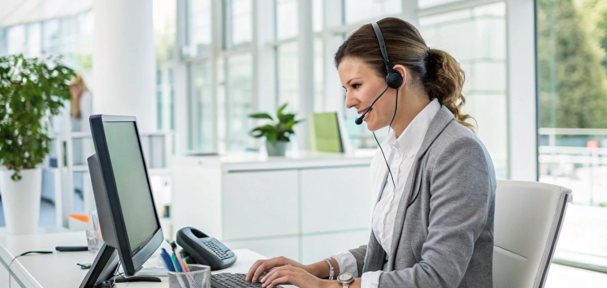 Image of a woman on phone as an assistant